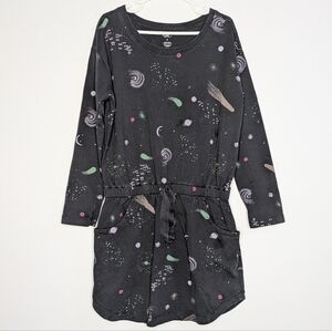 Tea Collection Black Colorful Outer Space Planet Galaxy Shooting Star Dress 8